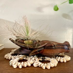 Vintage hand carved wooden bull tray